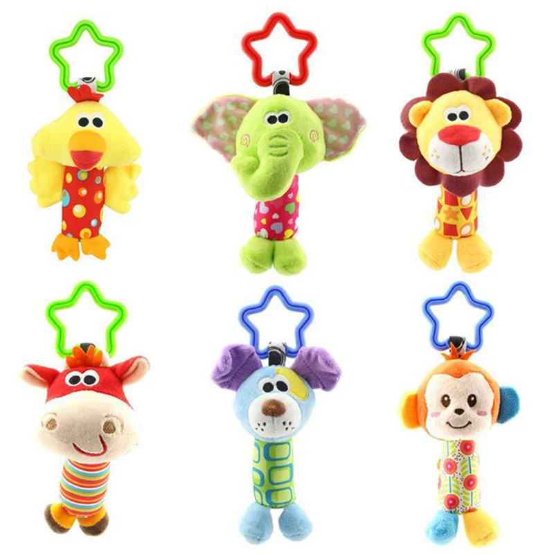 Висячая спиральная погремушка для детской коляски милые животные мобиль