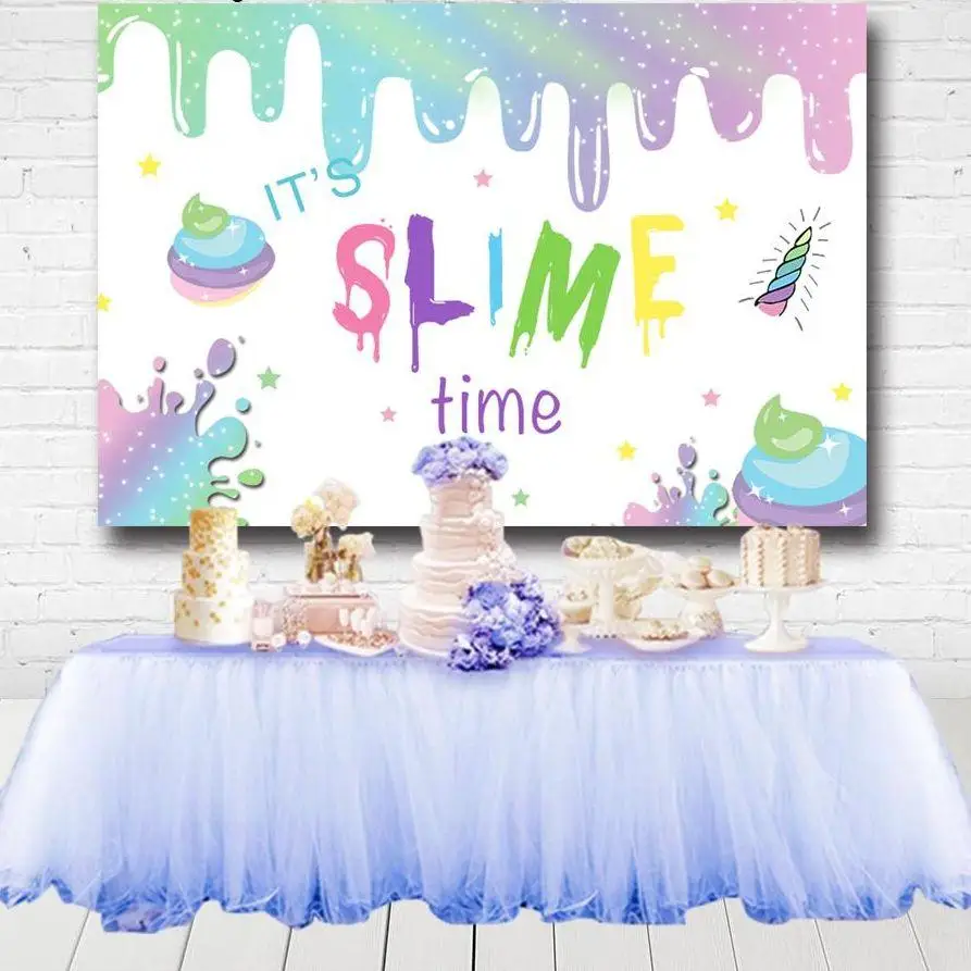 

It 'S Slime Time Photography Backgrounds Coloful Slime Kids Birthday Party Backdrops Custom Photocall Vinyl Polyester