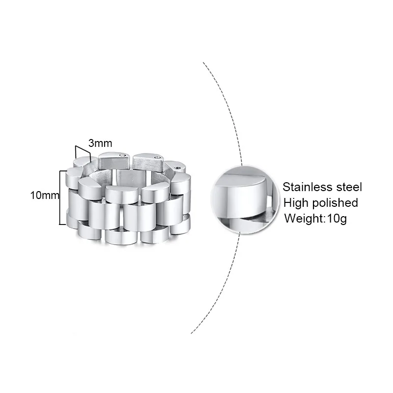 Мужское кольцо из нержавеющей стали простого дизайна серебристого цвета|Кольца|