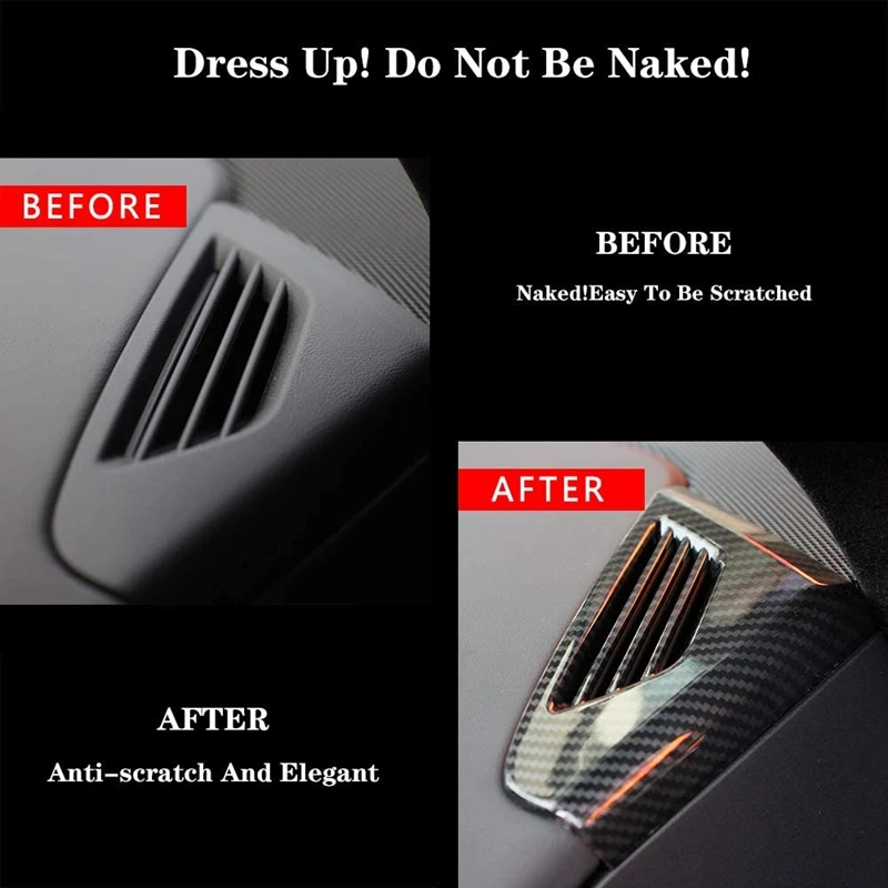 

Front Side Air Vent Outlet Cover Trim Frame for Tesla Model X 2018-2020 Carbon Fiber Pattern Self-Adhesive (Pack of 2)