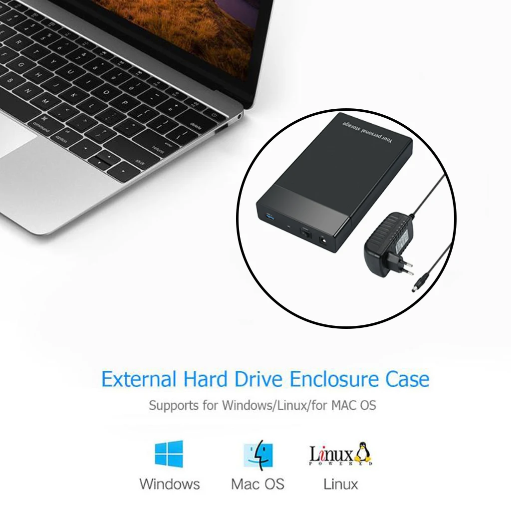 

Portable External Hard Drive Enclosure Reader 3.2 2.5 Inch Hard Disk Case for SATA III HDD SSD Support UASP 10TB Max EU Plug