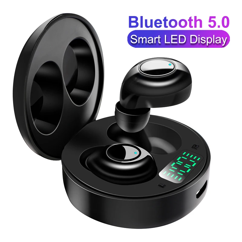 J1 наушники вкладыши TWS с Беспроводной Bluetooth со светодиодными огнями V5.0
