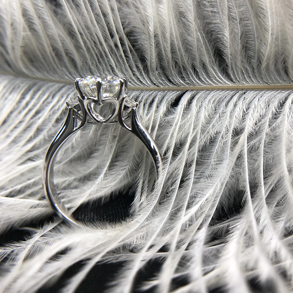 Натуральный Moissanite драгоценный камень Классический Простой 6 когти кольцо для девочки стерлингового серебра 925 хорошие Свадебные украшения