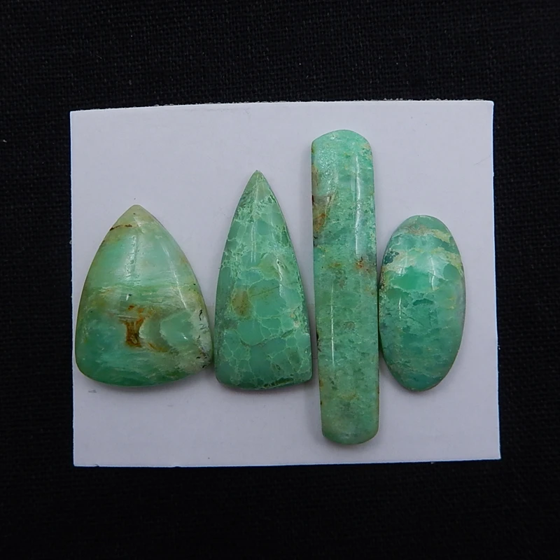 Оптовая продажа 4 шт. ограждение для кабошона Chrysoprase из натурального камня 46x10x4 мм