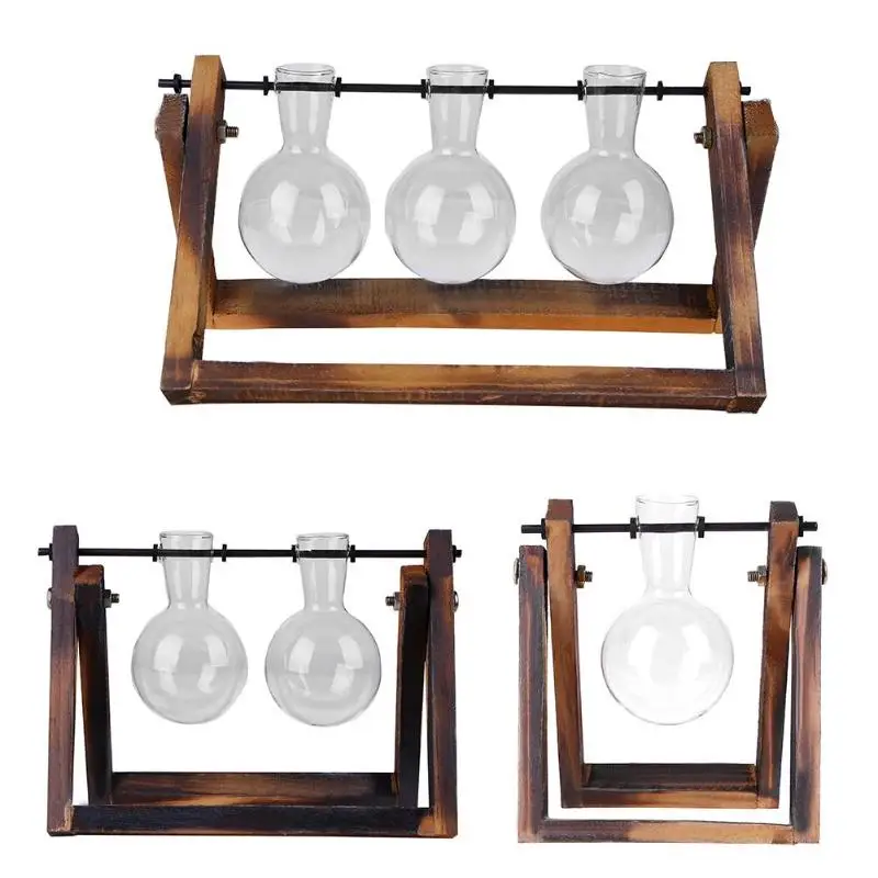 Стеклянная деревянная ваза плантационный Террариум Настольный гидропоника