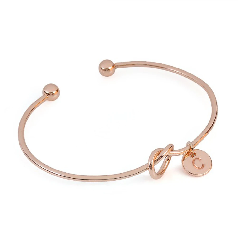 

Fashion Name Female Jewelry Initial Alloy Letter Charm Bracelets For Women Girls Round Bow-knot Bracelets Bangles