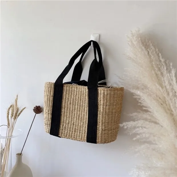 hot sale messenger straw bags women handmade woven basket bolsa tote summer bohemian beach bags luxury brand canvas lady handbag free global shipping