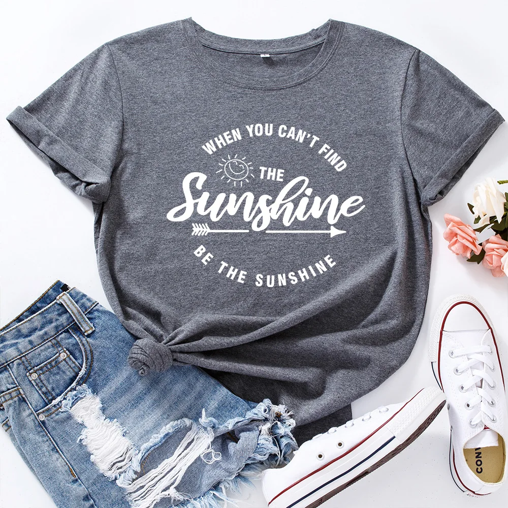 

Casual Crewneck Short Sleeve T-shirt for Women Plus Size 5XL Creative Sunshine Letter Print Female Tops Cotton Tshirt Streetwear