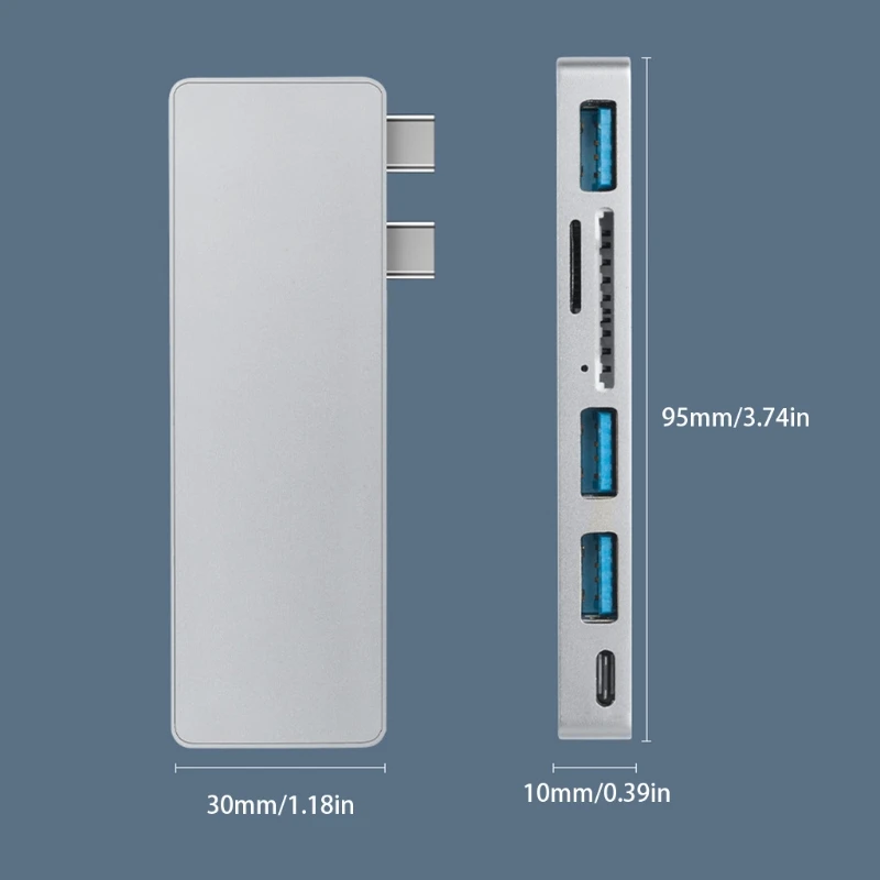39XD Macbook Pro 2020 13 15 MacBook Air 2018 2019 аксессуары с 3 портами USB 3.0 6 в 1 Алюминиевый адаптер C |
