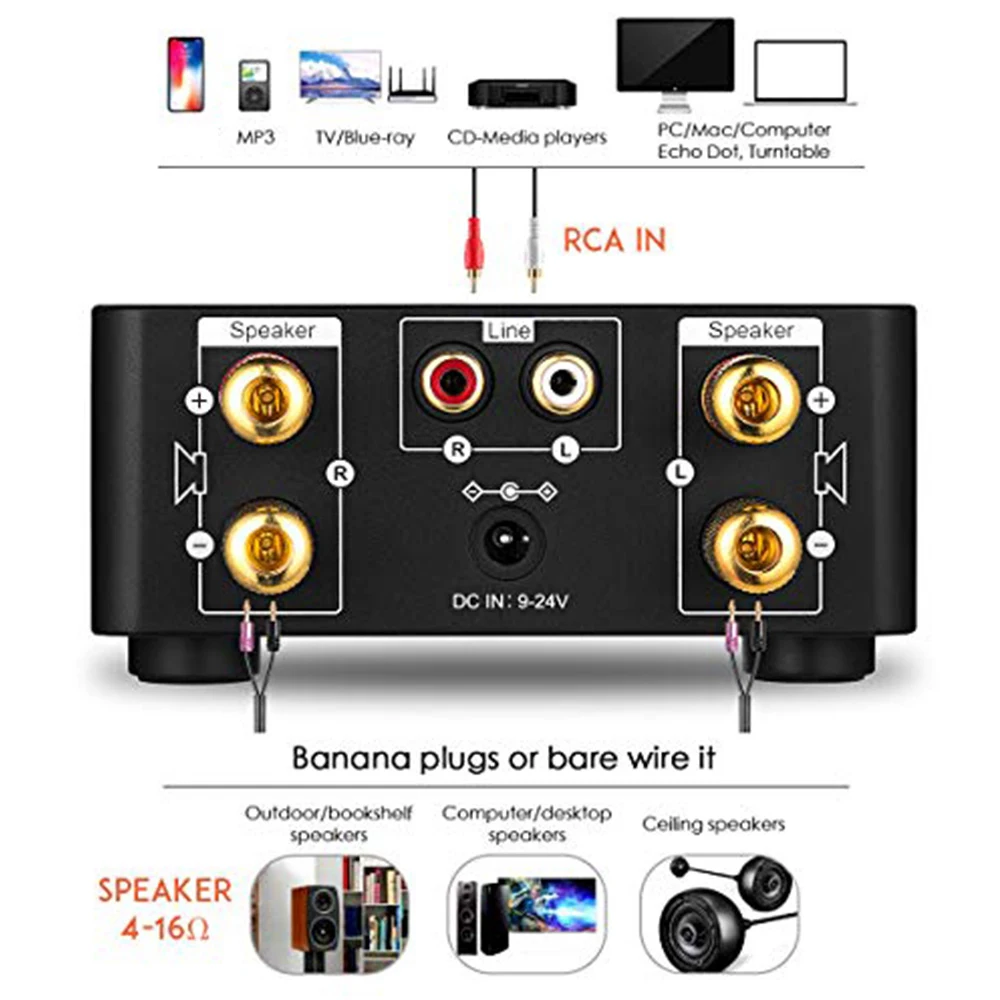 Универсальный автомобильный усилитель мощности звука 100 Вт HIFI Bluetooth FM радио плеер