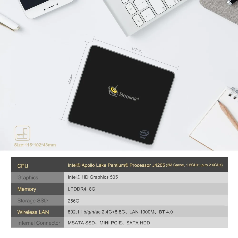 Beelink новейший J45 Мощный мини ПК 4G/8G 128G/256G/512G J4205 1000M двойной wifi бизнес Смарт Мини ПК настольный