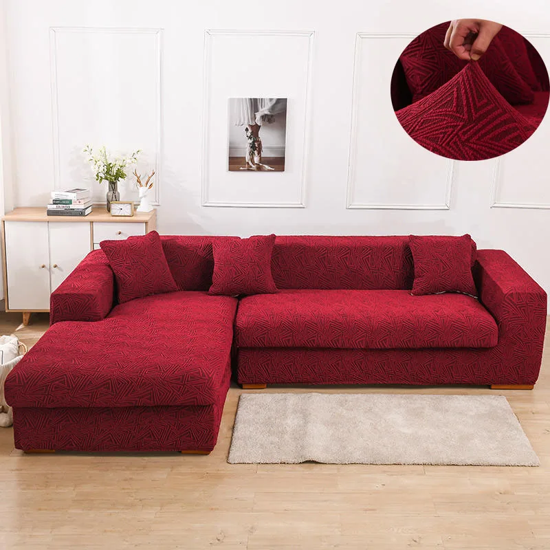 

Corner Sofa Cover Jacquard Red Couch Cover High Quality Elastic Sofa Covers for 1/2/3/4 Seater housse canape dangle Slipcover