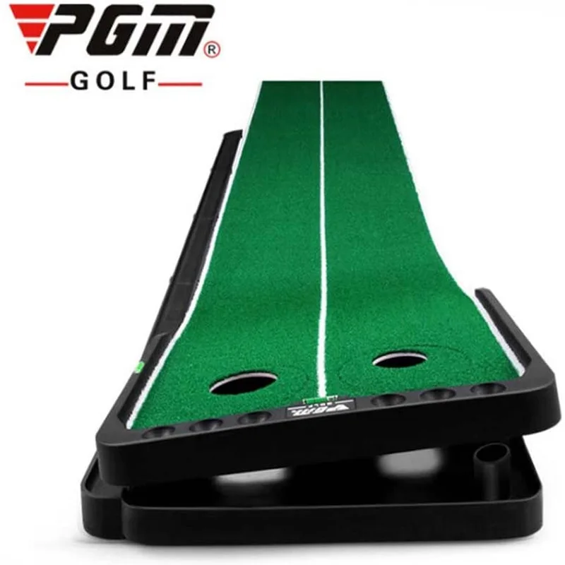 PGM Updated Hole &Slope Adjustable Golf Putting Mat Widen 9.84ft Two 360° Rotating Holes Indoor Outdoor Training Aids