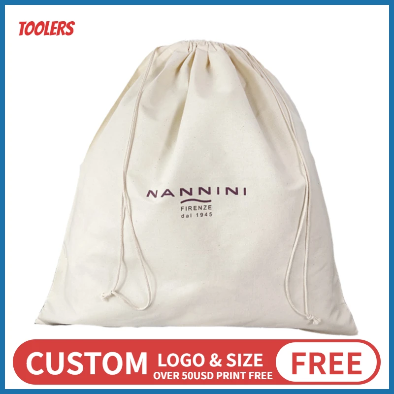 50pcs Large Size 100% Natural Cotton Drawstring Bag Eco Friendly Durable Home Storage Pouch Shoes Bag's Package Bag Custom Logo