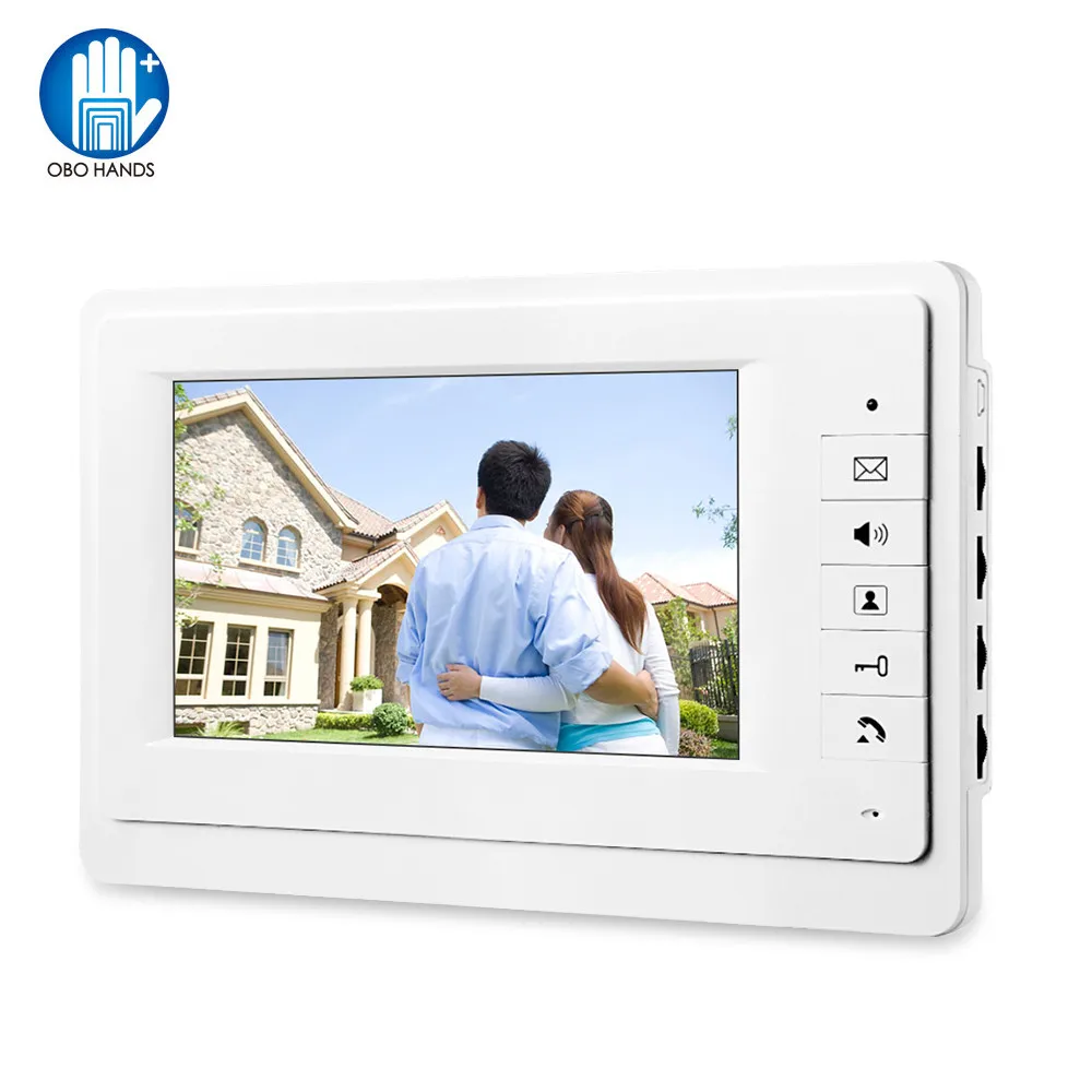 Wired Video Doorbell Intercom Indoor Monitor 7 inch Color TFT-LCD Screen 12/25 Ringtone Two-way Audio Door Phone Panel for Home