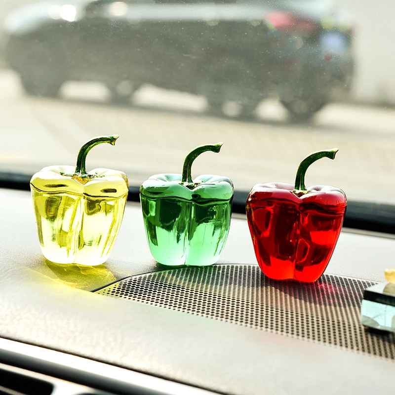 Crystal Chili Figurines Bell Pepper Paperweight Glass Fruit Ornament Fortune Transfer Car Interior Home Table Wedding Gift Decor | Дом и сад