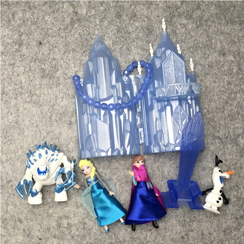 Disney Frozen New Toys 6pcs/Lot 6-16cm PVC Anna Elsa Princess Olaf Sven Kristoff And Castle Ice Palace Throne Action Figure Doll images - 6