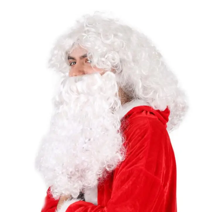 

Cosplay Christmas Role Play Facial Hair Wig Santa Claus Beard Wig White Curly Long Movies Hair Xmas Costume Gift Hairpiece