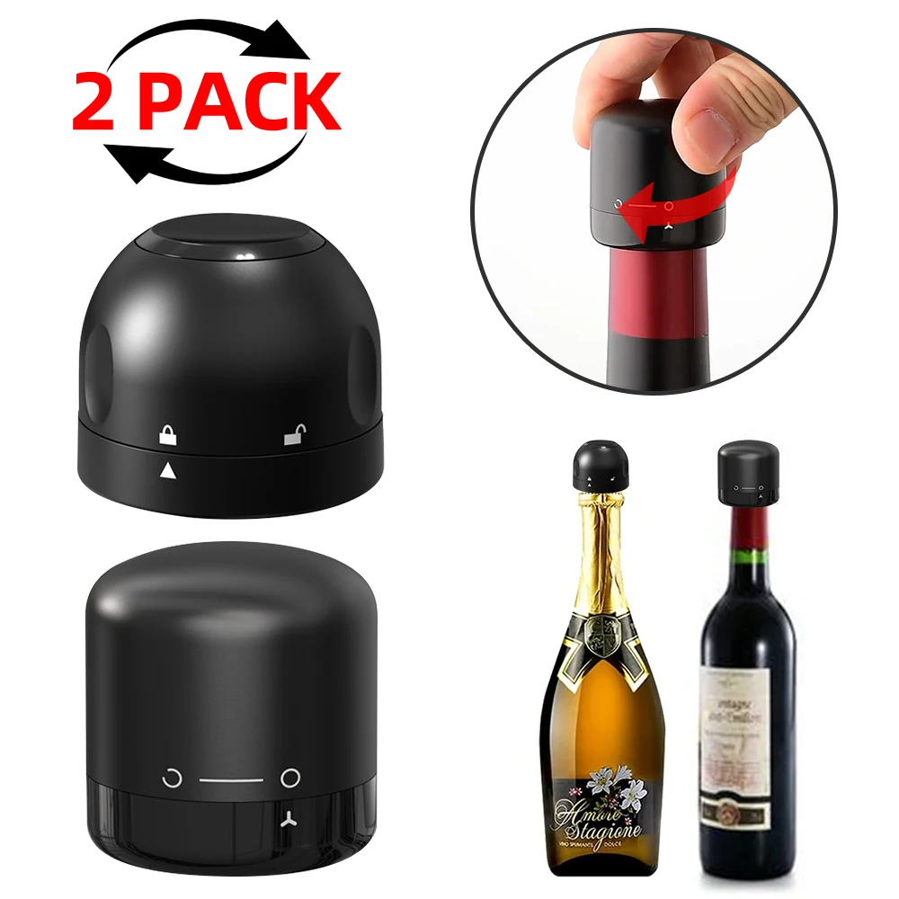 

2 Pack Vacuum Wine Bottle Stopper Bottle Cap Silicone Champagne Stopper for Keeping Red Wine Fresh Retain Plug Wine Accessories