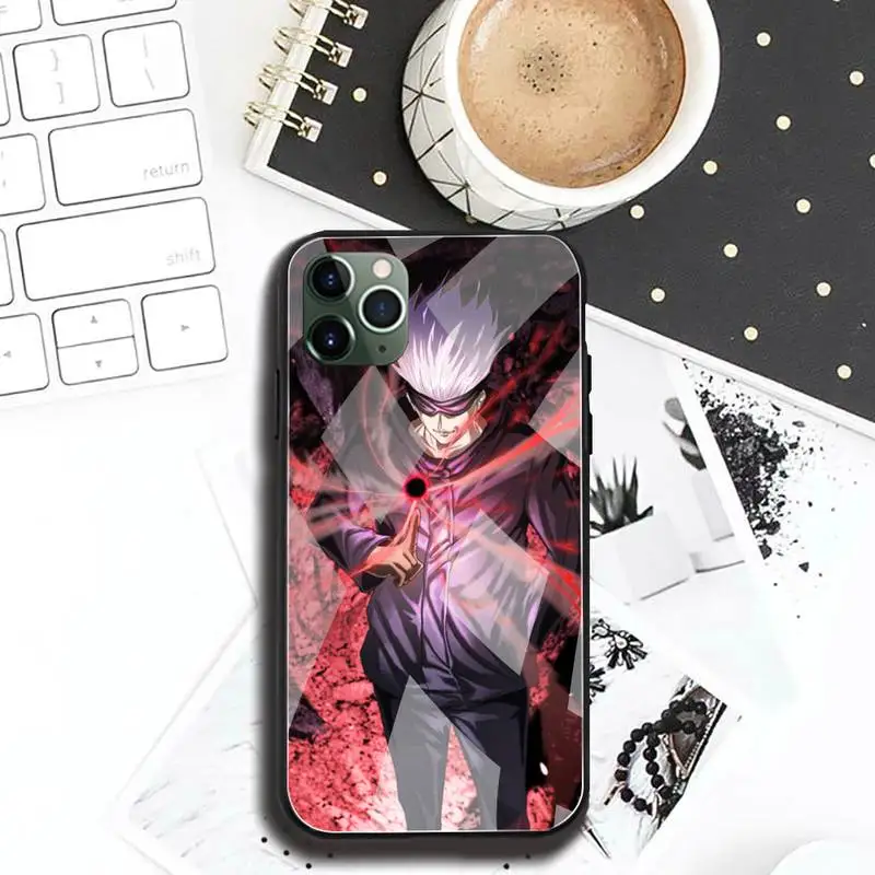 jujutsu kaisen gojo satori phone case tempered glass for iphone 12 pro max mini 11 pro xr xs max 8 x 7 6s 6 plus se 2020 case free global shipping