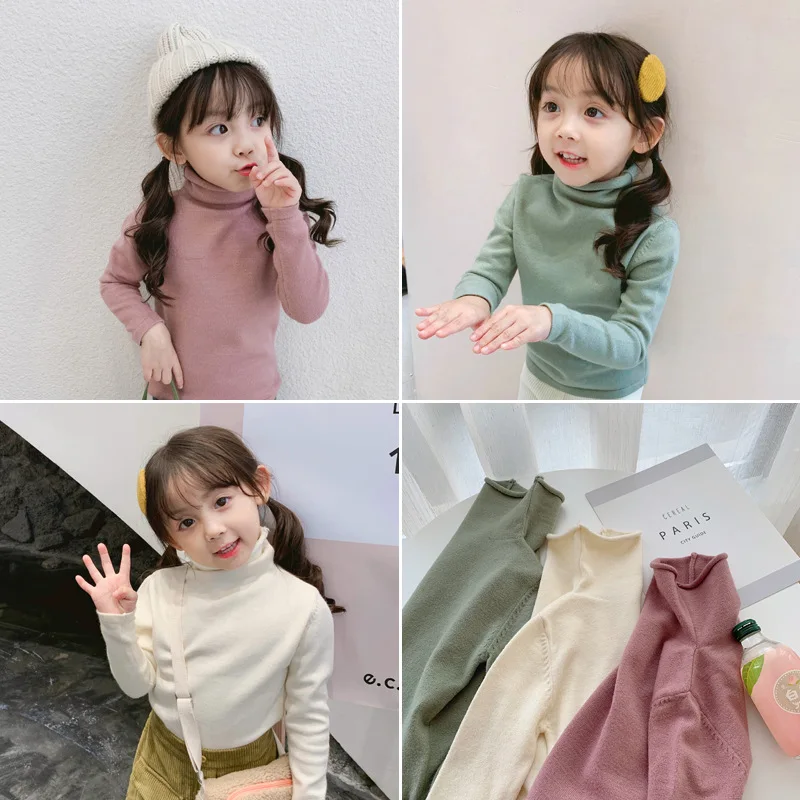 WLG/осенние свитера для мальчиков и девочек Детский Однотонный свитер с высоким