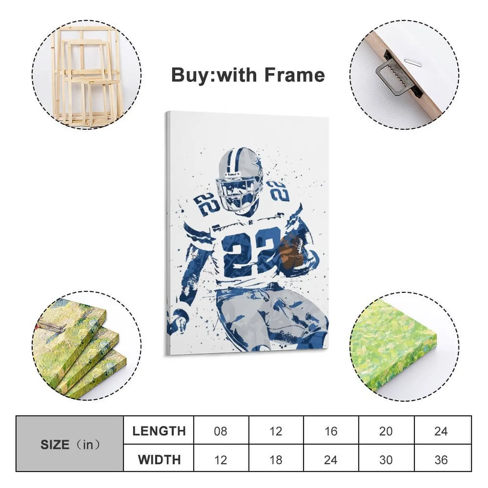 

Decor 22 Emmitt Smith Print Painting Canvas Hang A Picture for Living Room Wall Room Posters With Frame Modern Home