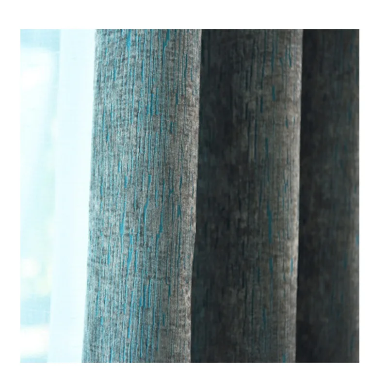 

Modern Simple Curtain Thicken High Shading Chenille Jacquard Pure Color High Quality Insulation Curtains for Living Room Bedroom