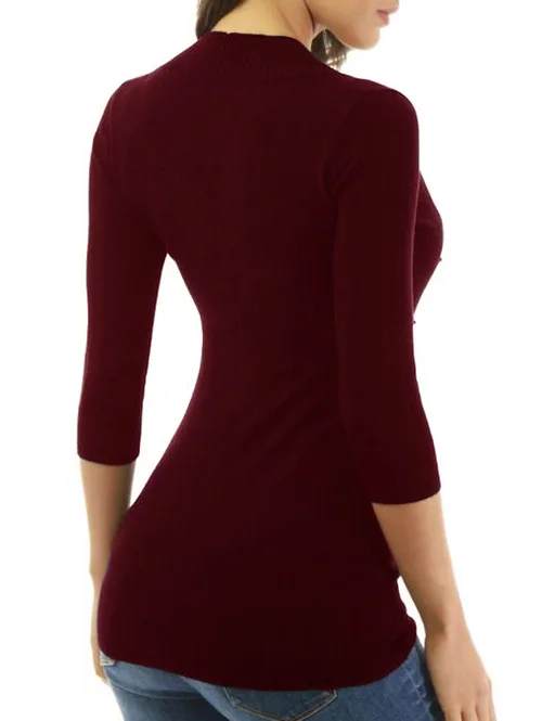 Осенние женские трикотажные пуговицы ROSEGAL с ложным воротником контрастные