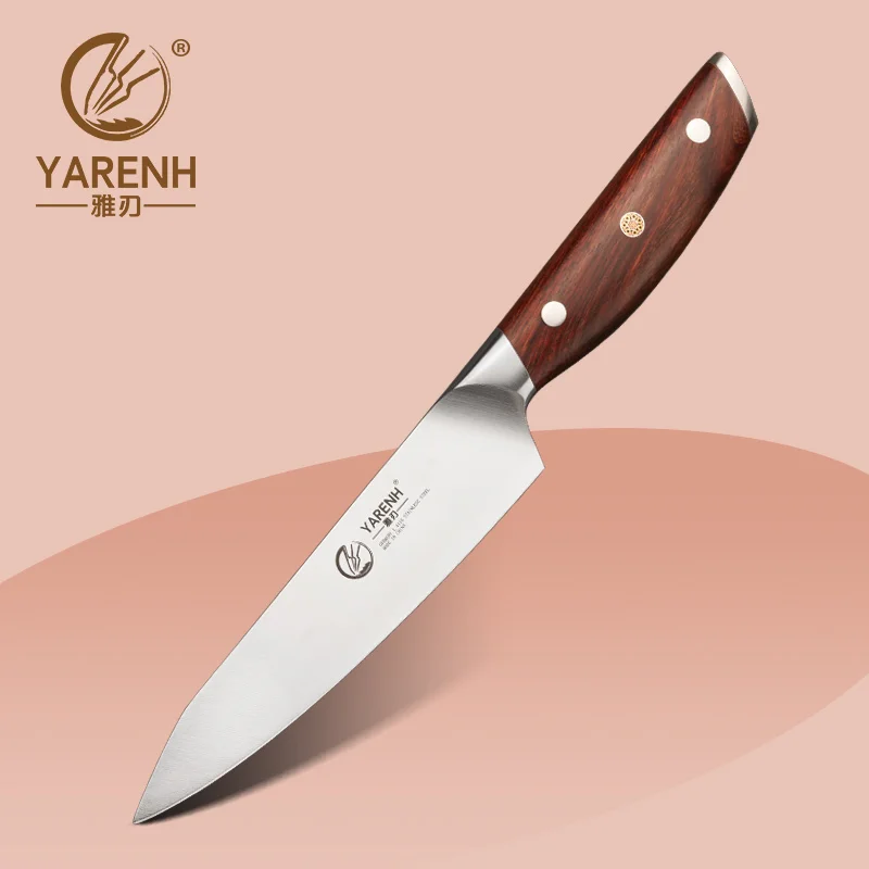 

5-дюймовый универсальный кухонный нож YARENH, немецкий кухонный нож из нержавеющей стали 4116, кухонные ножи для чистки фруктов, ручка из красного дерева, инструмент для готовки