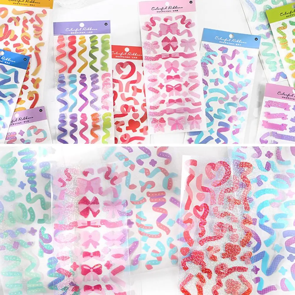 

Colorful Ribbon Decorative PVC Stickers Scrapbooking Accessories Diary Stationery Label Diy Sticker Album Stick J2O8