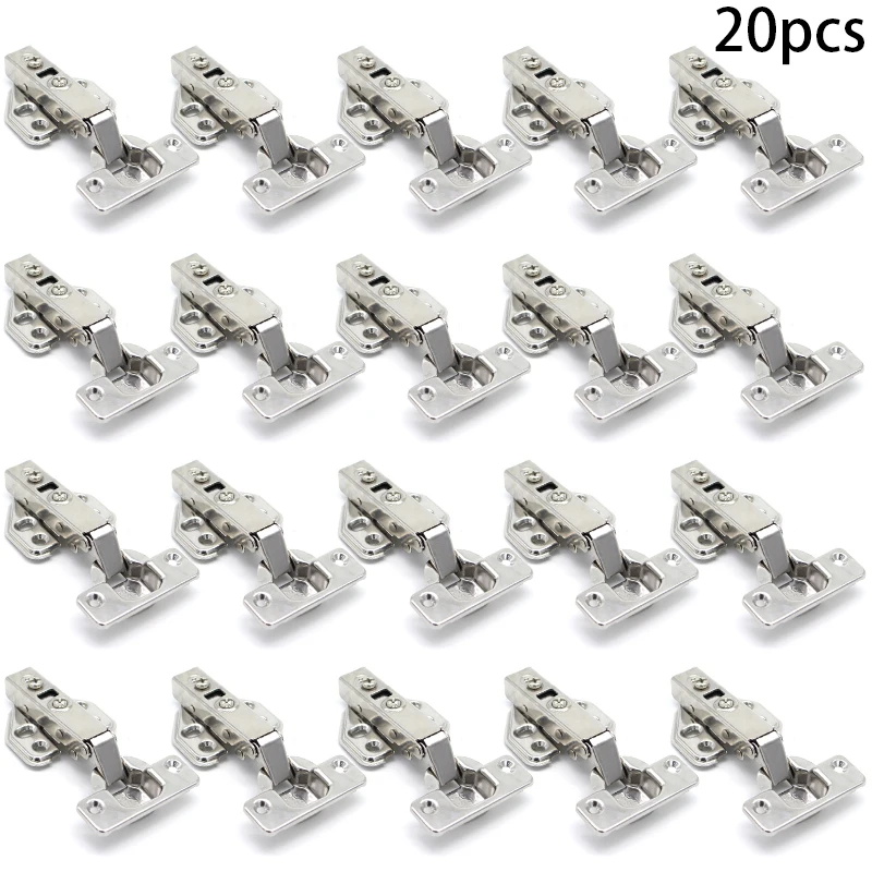 

20pcs Steel Soft Close Hydraulic Cupboard Cabinet Door Hinge Slow Shut Clip-On 35MM hinged cup hinge straight arm fixed base