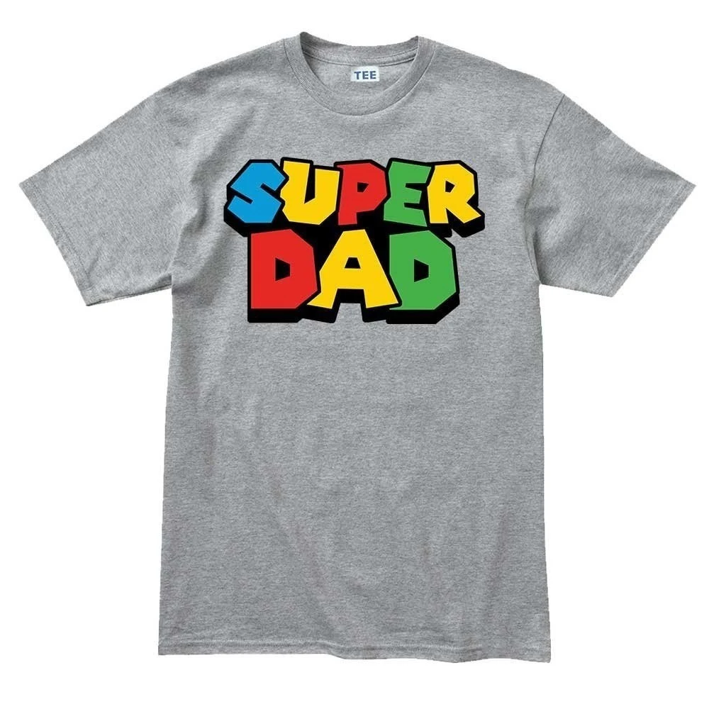 

2021 Super Dad Men Tshirt Colorful Short Sleeve Mario Luigi Father Day Gift for Dad SofSpun Cotton Hipster Cool Tops Tee Summer
