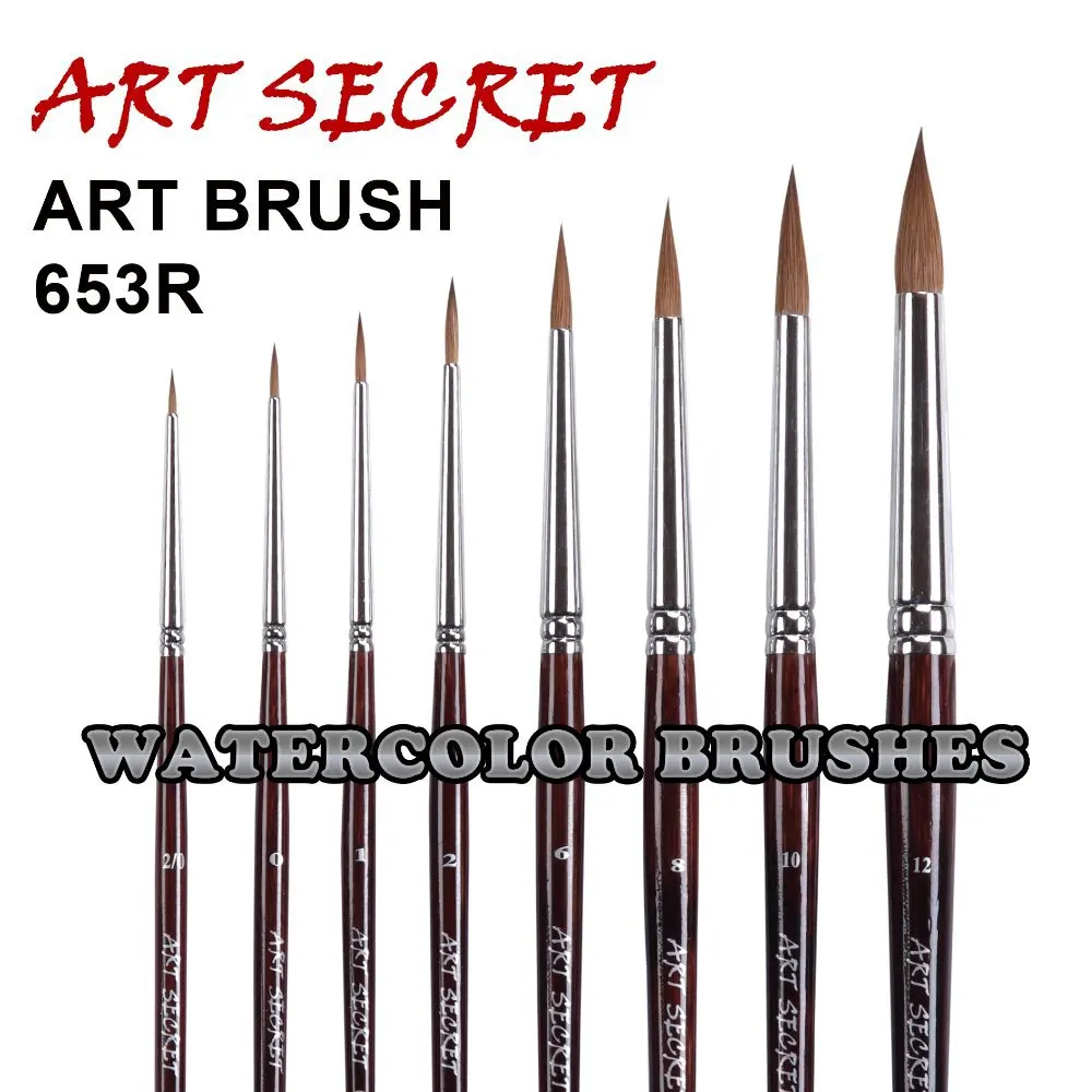 Artsecret Paint Art Brushes Pure Kolinsky Hair Siberia Watercolor Bamboo Handle Nickel Plated Brass Ferrule Have Defects No.653R