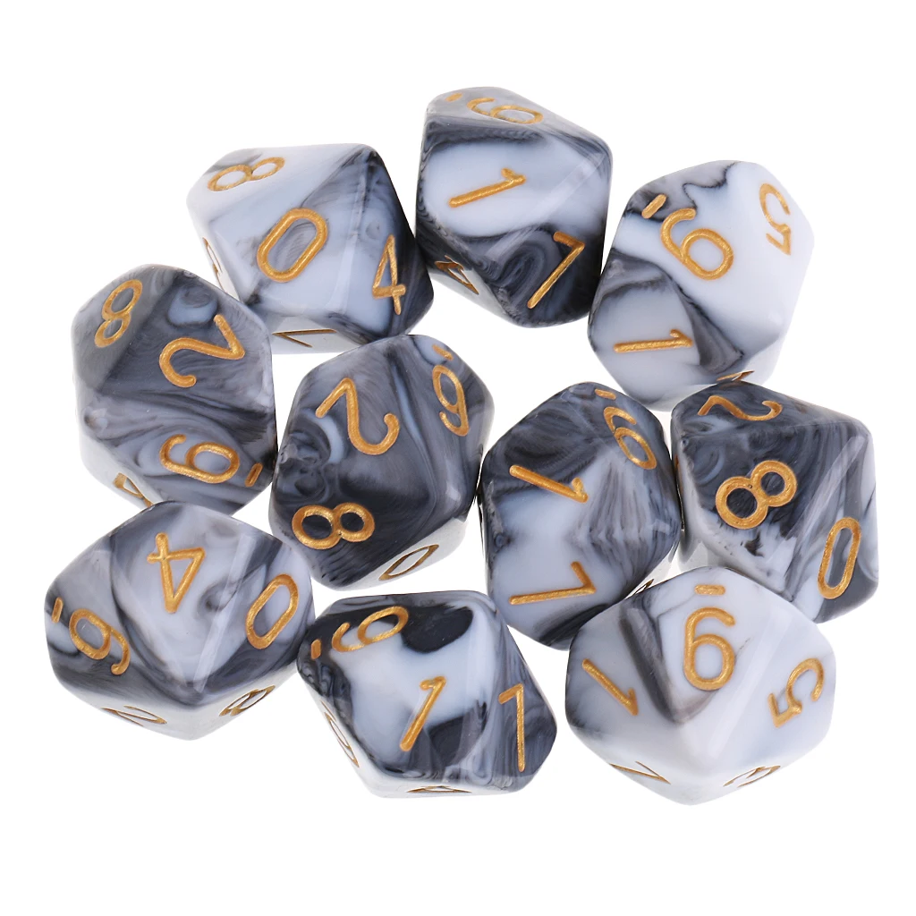

10 шт. 10-сторонние игральные кости D10 многогранные кости для MTG ролевых настольных игр