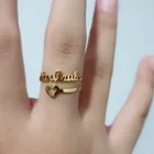 Кольцо с именем в виде сердца на заказ, кольцо в форме сердца с регулируемым размером из нержавеющей стали, уникальные ювелирные изделия, Женское кольцо для маленькой девочки