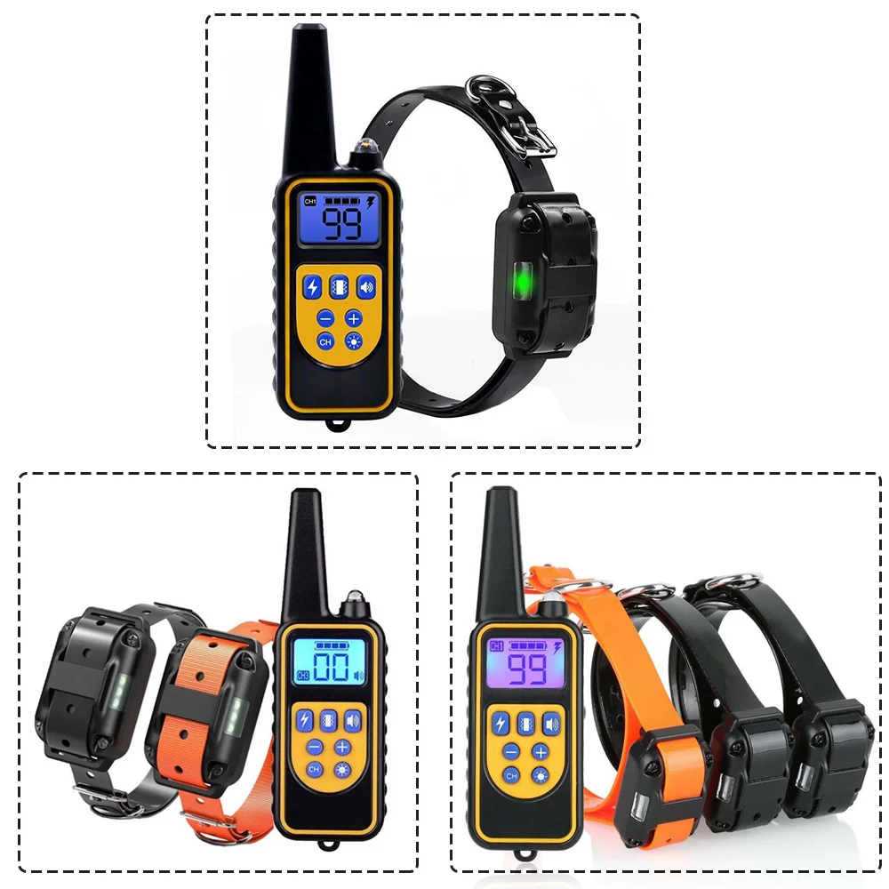 

880 1000M EU plug Remote Electric Shock Vibration Rechargeable Rainproof Pet Dog Training Collar With LCD Display