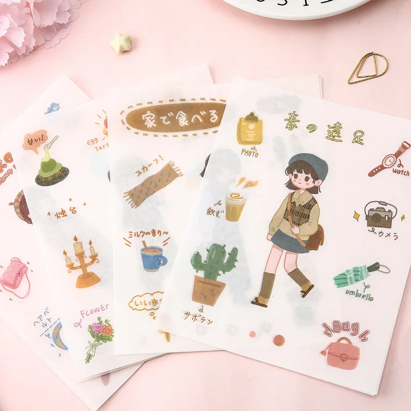 8 шт./компл. Kawaii Девушки серии бумажные наклейки DIY повседневной жизни конверт