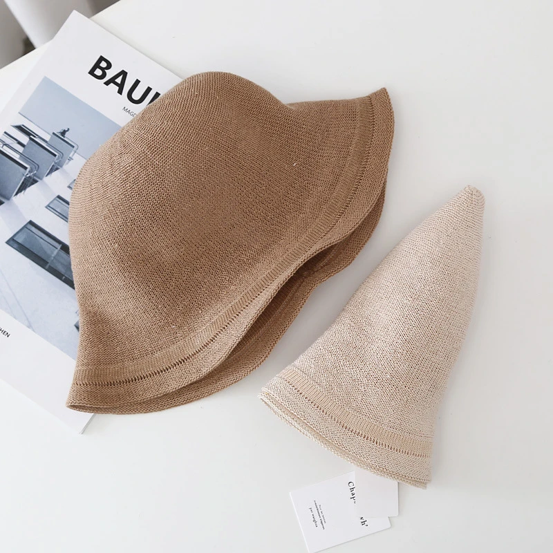 

UV CUT Ice Linen Light Thin Fisherman Hat Women Elegant Summer Round Top Small Eaves Basin Cap Simple and Versatile Hat Folding