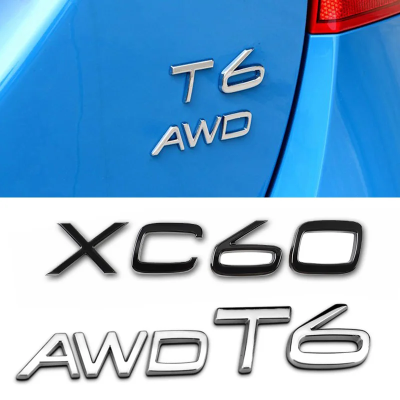 Car Rear Trunk 3D Metal Emblem Stickers Decal For Volvo AWD C30 C70 S60 S80 S90 T6 V40 V50 V60 V70 V90 XC40 XC60 XC70 XC90 | Автомобили и