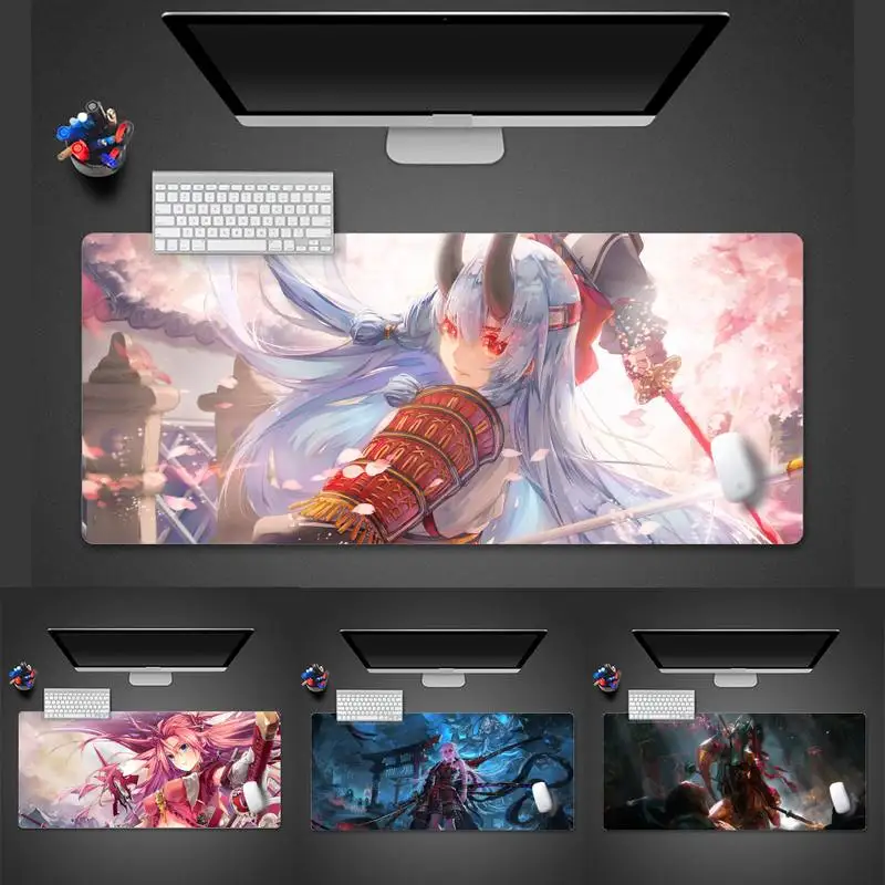 

Samurai Cool Girl Rubber Desktop Gaming Mousepad Desk Table Protect Gamer Office Large Mouse Mat pad XL Non-slip Laptop Cushion