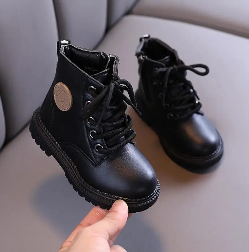 

kids Martin Boots Boys Shoes Autumn Winter Leather Children Boots Fashion Toddler girls Boots Warm Winter Boots kids shoes