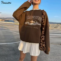 yiallen autumn new casual print letter loose o neck pullover hoodie for women college streetwear simple wild sweatshirt lady hot