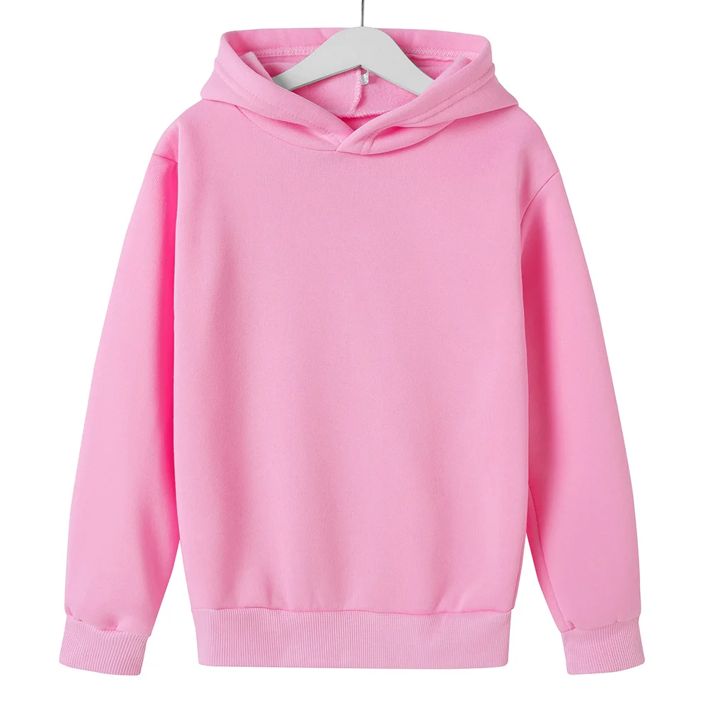 

Children's Hoodie Sweatshirt Boys And Girls Fashion Solid Color Red Black Gray Pink Autumn Thin Fleece Kids Oversized Casual Top