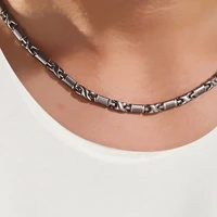 2021 vintage jewelry pure titanium hematite energy necklace punk style 0 4 x 53 cm clavicle chain for male and female universal