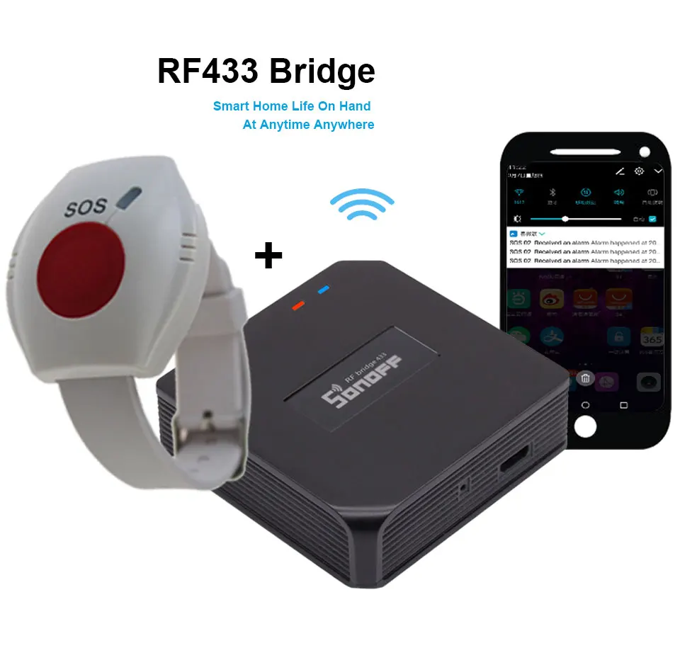 Wi-Fi кнопка SOS для пожилых людей RF 433 МГц тревожная кнопка Аварийная сигнализация беспроводной часы браслет пожилых людей Android IOS приложение
