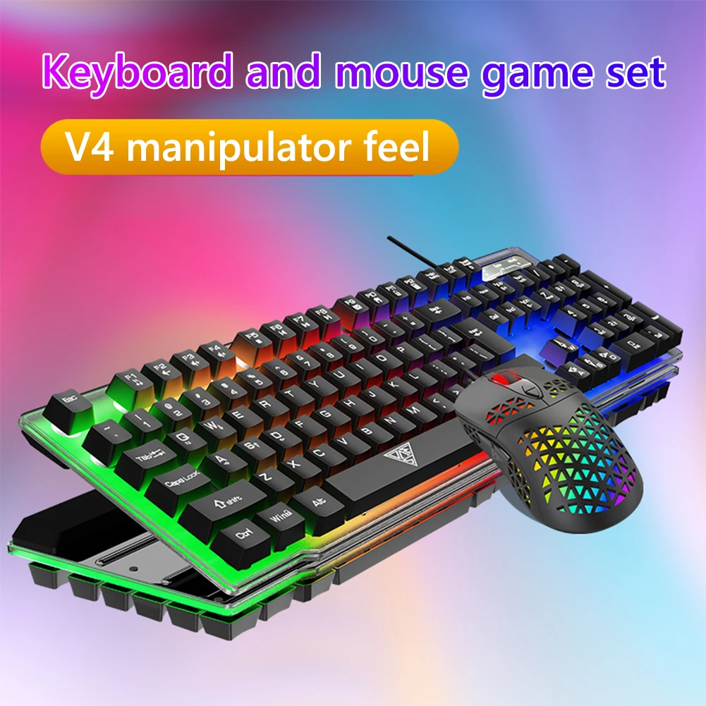 

Mechanical Optical Keyboard Wired Mouse Combos Sets 3200DPI for PC Gaming Equipment Non-slip Breathing Light Keyboard