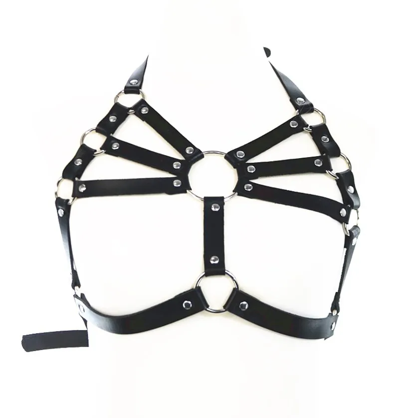 

Leather Harness Women Bra Chest Body Bondage Cage Gothic Harness Belt Sexy Lingerie Black Adjustable Harajuku Suspenders Straps