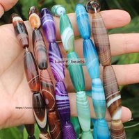 10x30mm natural stripe agate oval gemstone beads 1538cm for diy jewelry making