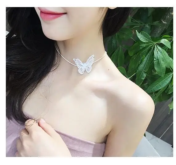 Модная Корейская версия нового ожерелья темпераментное черно-белое ажурное