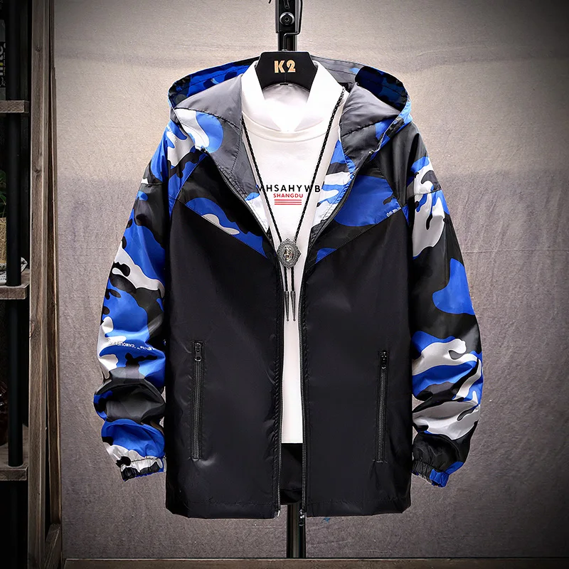 Мужская весенняя куртка осенняя Повседневная камуфляжная с капюшоном в стиле